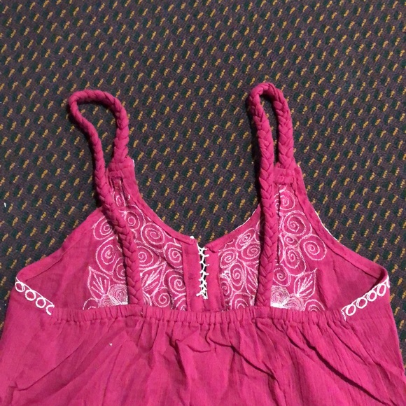 Boho red cotton embroidered cami top - Picture 9 of 14